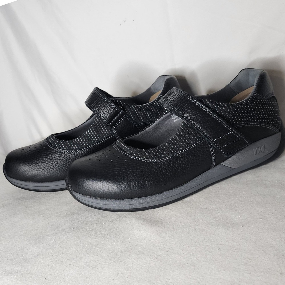 Drew Trust Black Leather Mary Jane Sneakers Slip Resistant Orthopedic 7.5W 14805